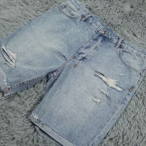 Ksubi Shorts 38 (36x8) Blue Chopper Short Karma Krush Distressed Button Fly Mens